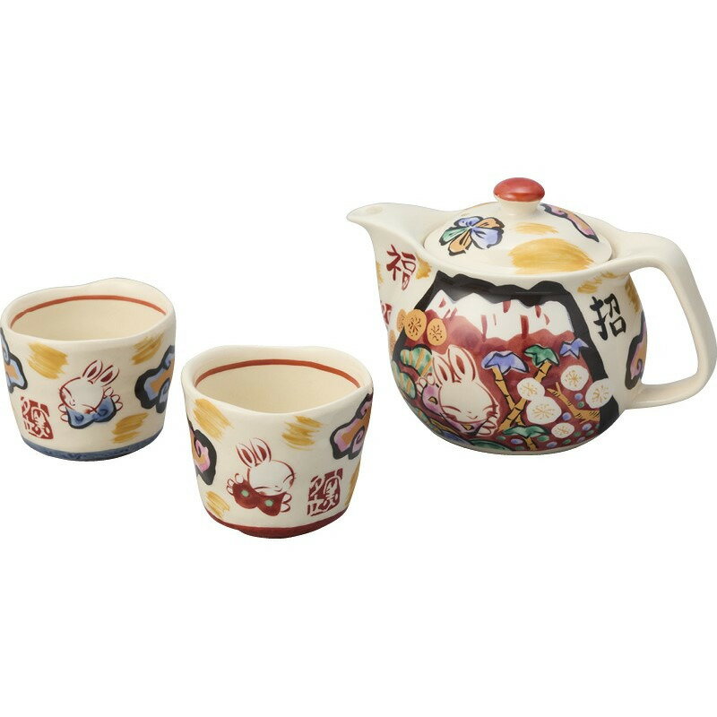 【ブラックフライデー限定クーポン配布中】和茶ポット＆小湯呑2個セット（赤富士） 夕立窯 富士日記 ギ..