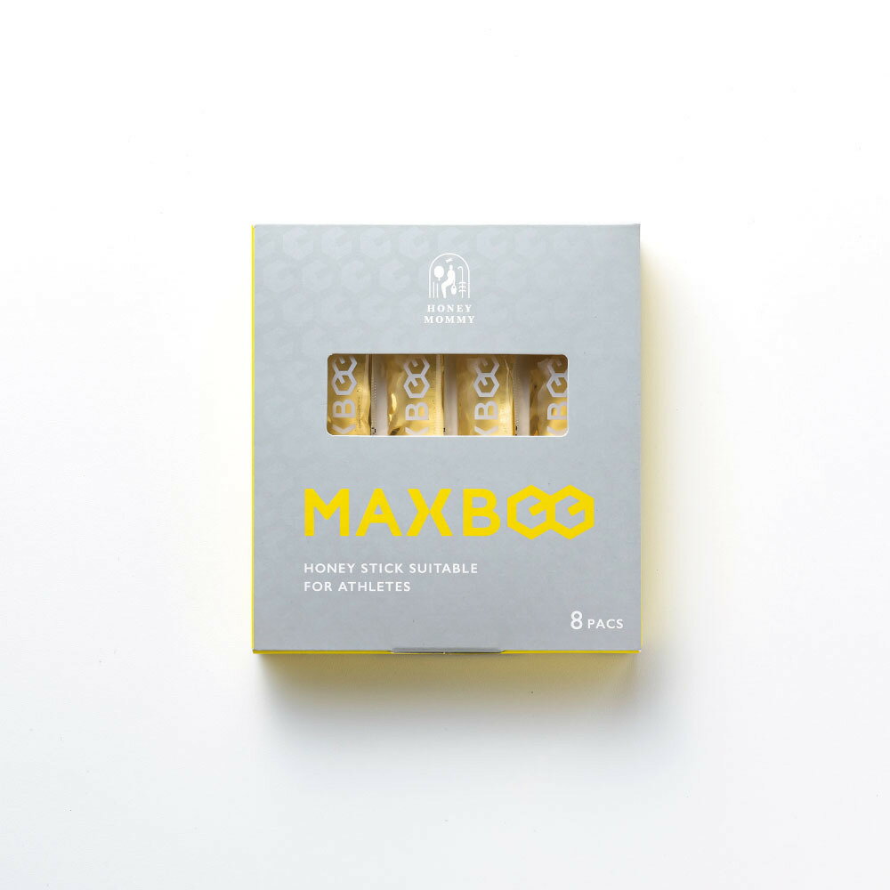 製品品番・maxbee-stick8商品構成はちみつMAXBeeスティックタイプ 8本入り　64g(8g/1包)材質/特徴国産はちみつ(宮城県産)商品説明自然の恵みでサポート！MAXBeeスティックタイプ「MAXBeeスティックタイプ」は最高品質のものとして東北地方を代表するトチはちみつを使用しています。酸味とのバランスがよいコクのある味わいで、スッキリお召し上がりいただけます。「はちみつ」は、ミツバチが花の蜜を体内にため込み、酵素が分泌され成分が変化し、これ以上分解する必要のない単糖類になるので、吸収効率の高いエネルギー源になると言われています。また「はちみつ」には栄養素も多く、体内では生成できない、不足しがちなビタミンやミネラルが含まれおり、特にアミノ酸やビタミンB群が豊富で、多くのトップアスリートもはちみつを愛用しております。【栄養成分表示(10gあたり)】　熱量:30.3kcal/タンパク質:0.03g/脂質:0g/炭水化物:8.19g/食塩相当量:0g販売者：株式会社MAX8神奈川県川崎市宮前区南平台10-6加工所：東京容器株式会社埼玉県戸田市笹目南町28-15注意事項賞味期限：パッケージ裏面に記載保存方法：直射日光・高温多湿を避け常温で保存 ※結晶することがございますが、品質の問題ではございません。湯煎をすれば元の状態に戻ります。1歳児未満の乳幼児には与えないでください。黒い粒や白い結晶は花粉や巣由来ですので、安心してお召し上がりいただけます。2箱までゆうパケ対応可能です。