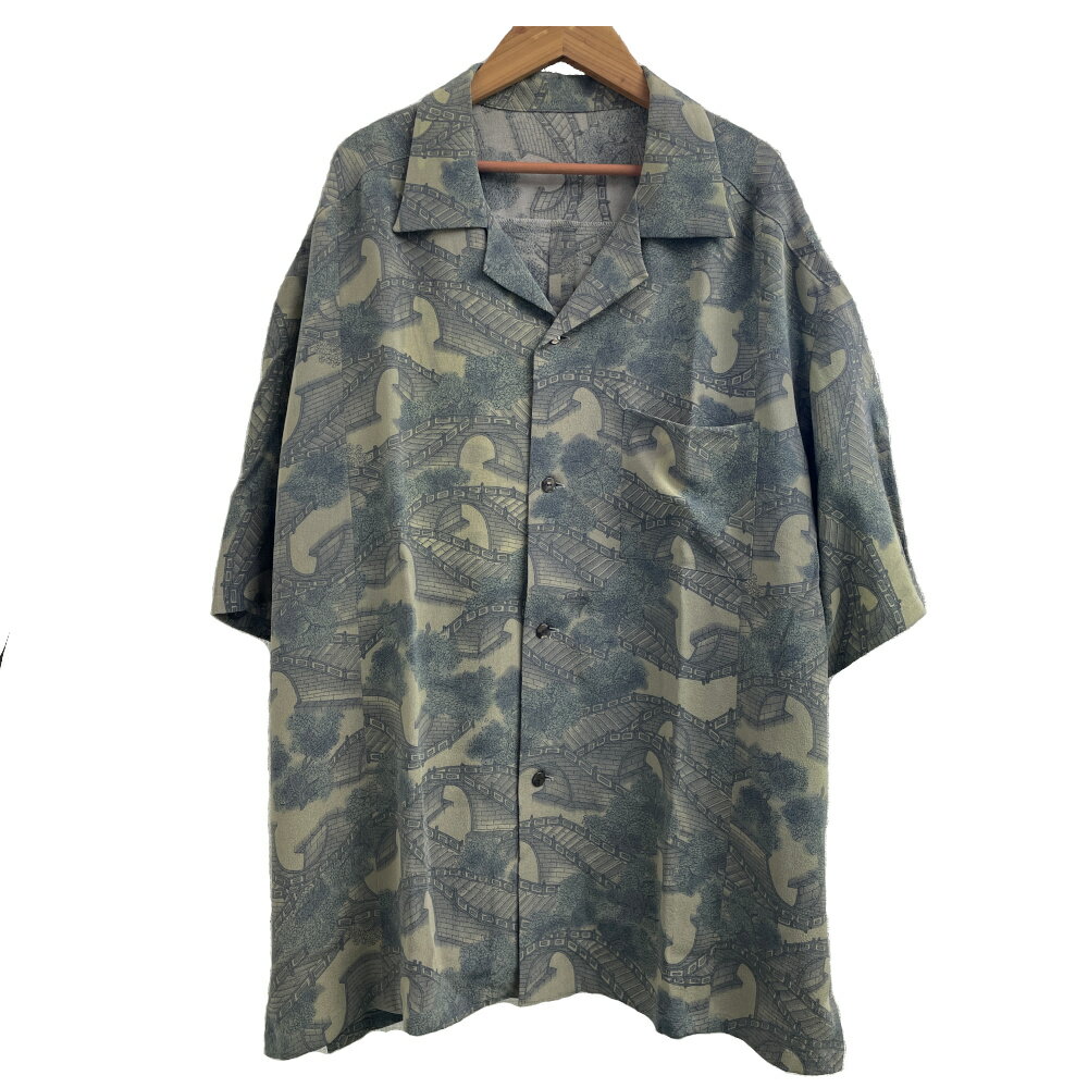 【お買い物マラソン限定クーポン配布中】 アロハシャツ 橋柄 Lサイズ メンズ