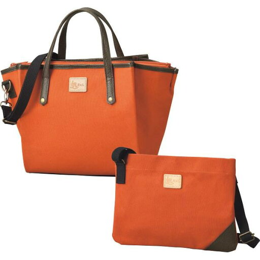 HaL 倉敷産帆布×姫路レザー プリーツショルダーバッグ&サコッシュ テラコッタ HaL 倉敷産帆布×姫路レザー プリーツショルダーバッグ&サコッシュ テラコッタ