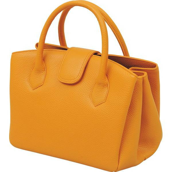 良品工房　日本製牛革ジャバラ式手提バッグ キャメル