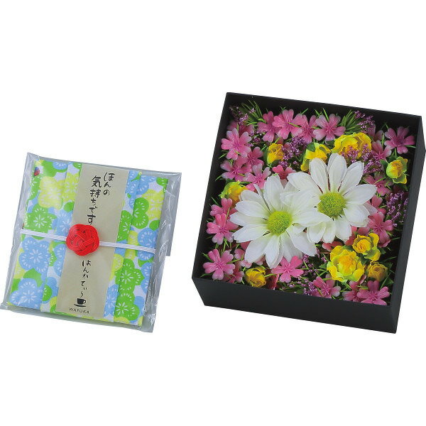 【お買い物マラソン限定クーポン配布中】 ほんの気持ちシリーズ BOXフラワー(ハンカチ・紅茶付) はんなり ギフト 贈り物 お祝い お歳暮 お中元 プレゼント 御礼 お礼 御歳暮 御中元 贈答品 粗品 熨斗 のし お返し 内祝い 快気