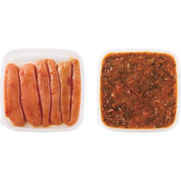 製品品番・258534290商品説明北海道近海で獲れるスケトウダラの卵にこだわり、柚子風味のたれで熟成させた博多辛子明太子と柔らくて美味しい昆布を国内製造の明太子で和えた昆布明太のセットです。内容●博多辛子明太子柚子風味230g(すけとうだらの卵:北海道産)、昆布明太(国内製造)320g 【賞味期限:90日】 【アレルゲン:小麦】 【化粧箱入】