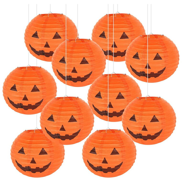 ハロウィン 飾り 提灯 10個入 飾り付け 紙ちょうちん 装飾 カボチャ 25cm ちょうちん ランタン パンプ..