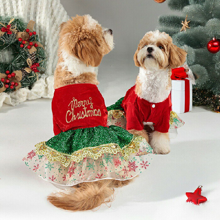 クリスマス ペット服 ワンピース 猫服 犬服 クリスマス衣装 犬の服 小型犬 ペットウェア クリスマスツ..