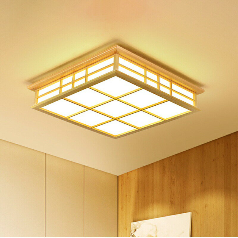 Rakuten - シーリングライト LED 和風 木目調 原木製 6~8畳 四角形 おしゃれ 天井照明器具 リビング 寝室 キッチン 玄関 ダイニング 居間 ベッドルーム LEDライト 北欧 モダン オシャレ 室内照明 天井ライト 和室 レストラン 洋室 廊下 リモコン調光調温選択可能 ルームライト