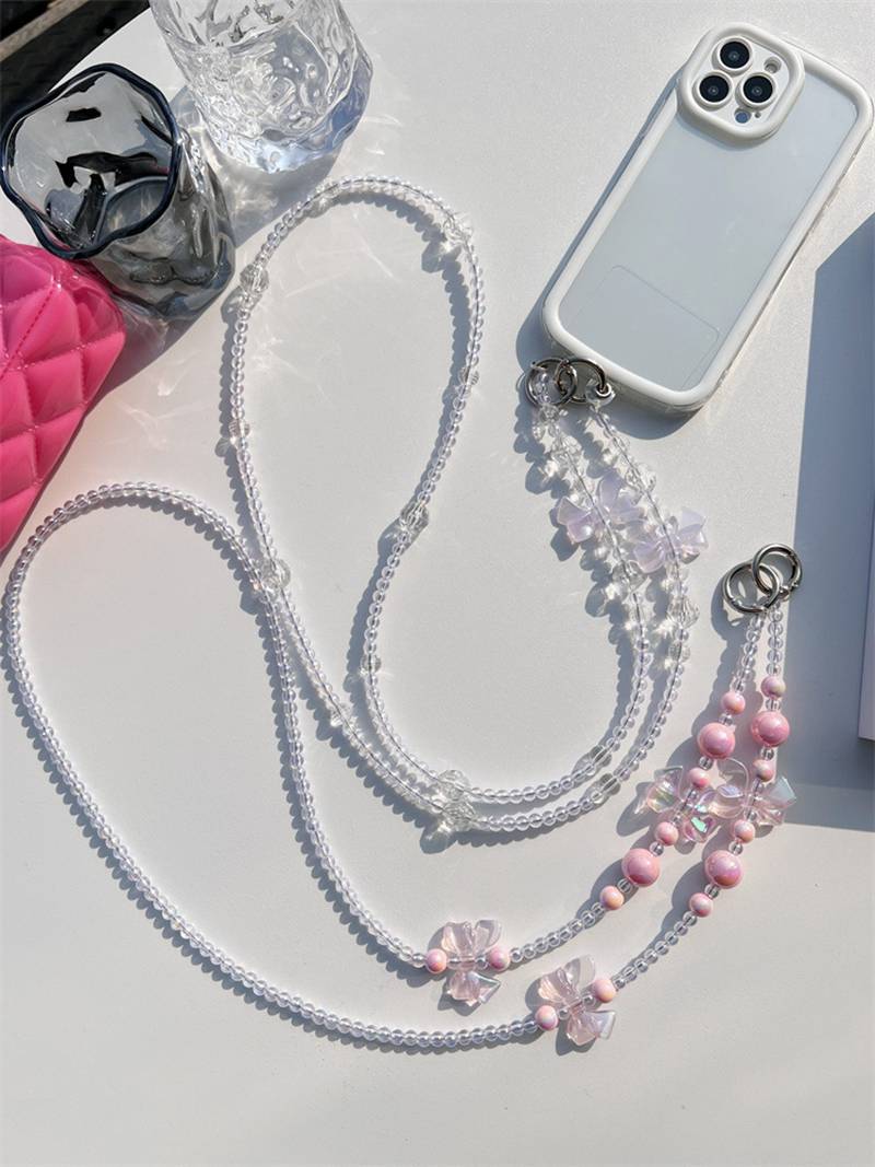 携帯ショルダーストラップ スマホショルダー かわいい ビーズアクセサリー スマホショルダー 女子 可愛い スマホショルダーストラップ シンプル 肩掛け 首掛け 落下防止 スマホショルダーストラップ 紐 透明 おしゃれ レディースのサムネイル