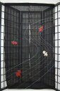 暖簾 のれん 麻100% 刺し子金魚流水黒 n-200 のれん パーテーション カーテン間仕切りロング 夏 麻 おしゃれ