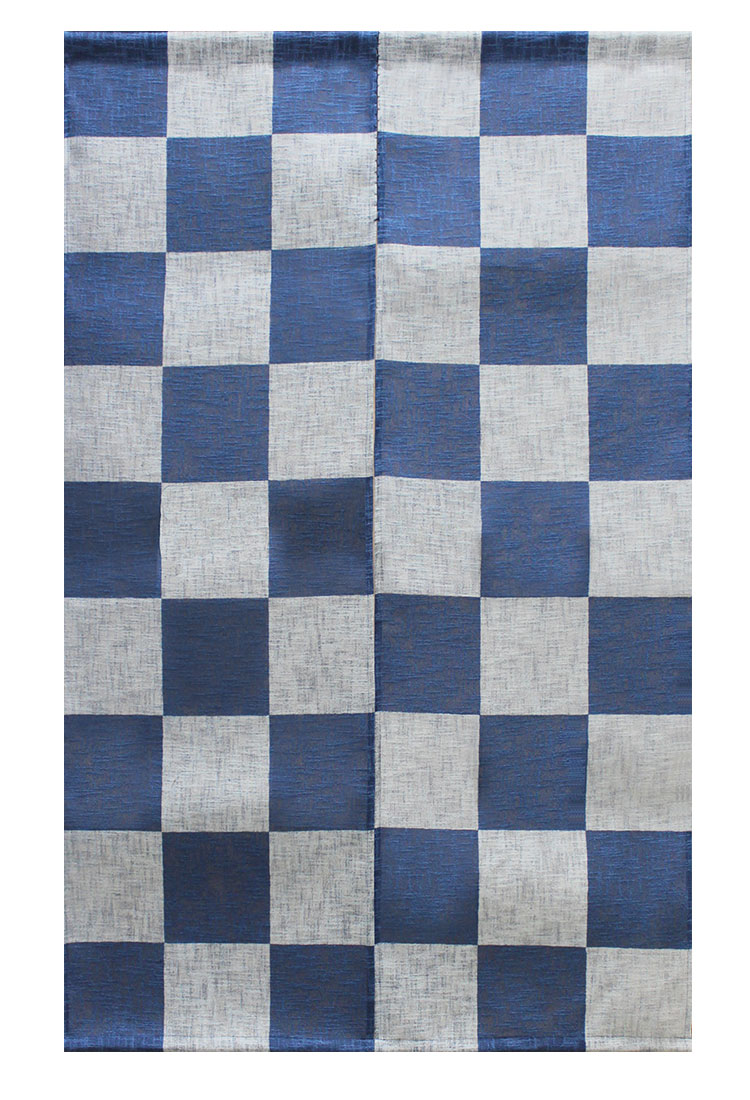 暖簾 のれん 綿67％レーヨン33％ 藍染めのれん 市松 UN-t-503　88×140cm 日本製 のれん パーテーション　カーテン間仕切りロング 夏麻 おしゃれ 目隠し 父ギフ プレゼント 父の日