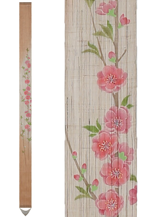 タペストリー 麻100％ 細タペ「桃の花」Ts-677 10×170cm