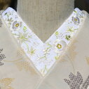 星花 ちりめん 刺繍 半衿 ひめ吉オリジナルデザイン こだわり半襟☆「