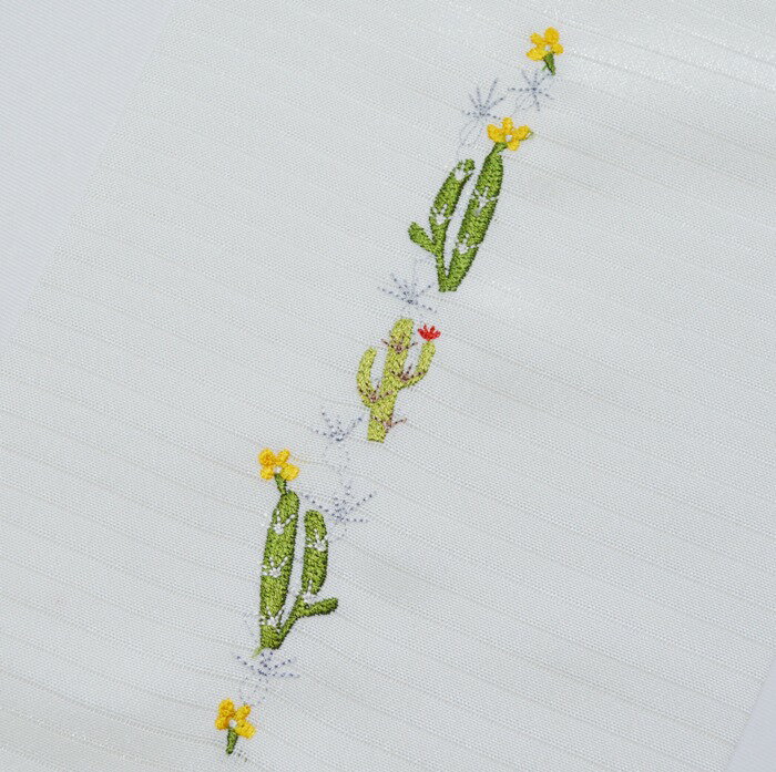 絽・さぼてん☆刺繍　半衿　ひめ吉オリジナルデザイン☆☆「配送について」をお読みください。ゆうパケットは日時指定できません、ポスト投函です。