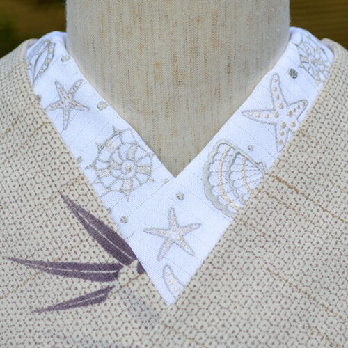 夏半襟☆ 貝殻 絽☆刺繍 半衿 ひめ吉オリジナルデザイン☆夏半襟・絽☆ゆうパケットは日時指定できません、ポスト投函です。 夏半襟☆ 貝殻 絽☆刺繍 半衿 ひめ吉オリジナルデザイン☆夏半襟・絽☆ゆうパケットは日時指定できません、ポスト投函です。