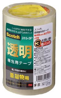 Rakuten - 3M/スリーエム ジャパン(株) 透明梱包用テープ 48mmX50m 3巻パック 重量物用 315-3P