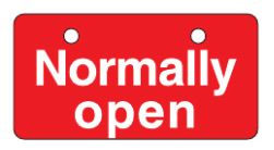 緑十字/(株)日本緑十字社 バルブ開閉札　Normally　open（常時開）・赤　50×100mm ...
