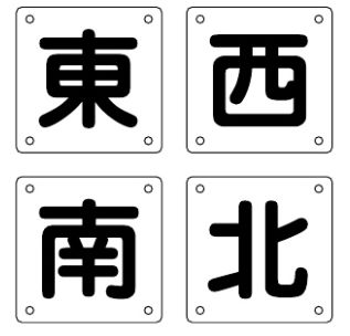 緑十字/(株)日本緑十字社 クレーン関係標識 東・西・南・北 300×300mm 4枚組 スチール クレーンB(小) 083023