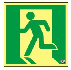 緑十字/(株)日本緑十字社 高輝度蓄光避難誘導ステッカー標識 非常口 120×120mm S級認定品 SSN805 364805