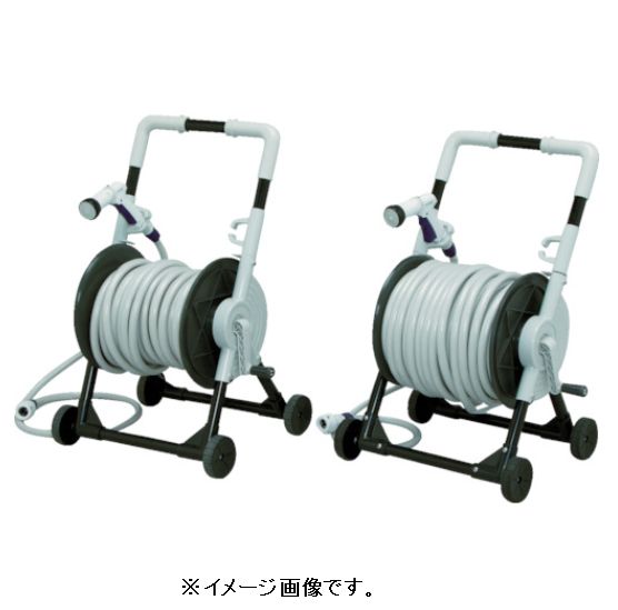 ＜特長＞ ●持ち運びに便利なキャスター付のホースリールです。 ●散水したい所まで本体ごと移動できますので、離れた場所でも楽に作業ができます。 ●耐圧糸入りホースと水流が6パターン(キリ・ジェット・シャワー・ジョーロ・カクサン・ストップ)に切り替えられる水量調整アクアガンが付いたフルセットです。 ＜仕様・規格＞ ●サイドホース：3m(ワンタッチ蛇口取付金具付) ●適合蛇口外径：14～18mm ●ホース全長(m)：30 ●使用圧力(MPa)：0.7 ●幅(mm)：530 ●奥行(mm)：410 ●高さ(mm)：730 ●色：グレー/ブラック ●蛇口側ホース長さ(m)：1.5(ワンタッチ蛇口取付具付) ●適合ホース内径×外径(mm)：15×20 ●ホース色：グレー ●巻取り長さ(m)：30 ＜材質＞ ●本体：ポリプロピレン（PP）、ABS樹脂 ●ホース：塩化ビニール被膜鋼管 ＜質量・質量単位＞ ●9.4kg