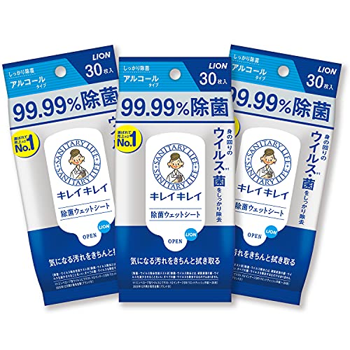 ◆商品名：【まとめ買い】キレイキレイ 99.99%除菌ウェットシート アルコールタイプ　30枚×3個パック 99.99％除菌できる除菌ウェットシート 身の回りのウイルス・菌をしっかり除去 ●アルコールタイプ。 ●汚れやべとつきをきちんと拭き取る。 ●大きめのメッシュシートで、しっかり拭き取れ、さっぱり清潔。 ●テーブルやおもちゃなど身の回りのウイルス・菌をしっかり除去。 ●無香料 こんなときに 食事のときに 食べこぼしのふきとり 車の中で スポーツ・レジャーに