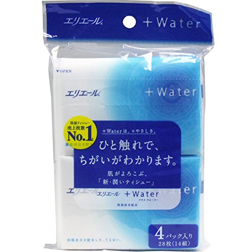 エリエール　＋Water（プラスウォーター）ティシュー　28枚（14組）×4個パック