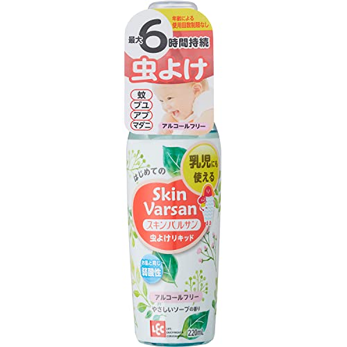 ◆商品名：スキンバルサン 乳児にも使える 虫よけリキッド イカリジン配合 220ml (ソープの香り) /ブヨ アブ マダニ 等にも/アルコールフリー/うるおい成分配合/肌にぬりひろげやすいリキッドタイプ バルサンの虫よけリキッド! 乳児にも使え、使用回数制限もありません。 肌にぬリひろげやすく、子供が吸い込む心配もないリキッドタイプです。 虫よけ剤特有のいやなニオイがないやさしいソープの香りです。アルコールフリーなのでアルコールが苦手な方にも。 蚊、ブヨ、アブ、マダニに効く! イカリジン5%配合。 お肌と同じ弱酸性。皮膚アレルギーテスト済み ※すべての方にアレルギーがおきないというわけではありません。 商品紹介 ●子供への使用回数制限なしのイカリジン5%配合 ●蚊、ブヨ、アブ、マダニに効く! ●肌にぬリひろげやすいリキッドタイプ ●虫よけ剤特有のいやなニオイがない、やさしいソープの香り ●お肌と同じ弱酸性、うるおい成分(ヒアルロン酸Na)配合 ●防腐剤(パラベン類)・着色剤・界面活性剤 無添加 ●皮膚アレルギーテスト済み※すべての方にアレルギーがおきないというわけではありません。 使用上の注意 ・目や口の周囲、粘膜や傷口など肌の弱い部分には使用しない。誤ってかかった場合は、直ちに水でよく洗う。 ・目に入ったり、飲んだり、なめたり、吸い込んだりすることのないようにし、塗布した手で目をこすらない。 ・万一目に入った場合には、すぐに大量の水又はぬるま湯でよく洗い流す。 ・万一肌に異常を感じたときは、直ちに使用を中止する。 ・具合が悪くなる等の症状が現れた場合には、直ちに、本剤にイカリジンとエタノールが含まれていることを医師に告げて診療を受ける。 ご注意（免責）＞必ずお読みください ご注意（免責）＞ 必ずお読み下さい 在庫完売の際は、お取寄せ又はキャンセルとなる場合がございます。また、Amazon配送予定日と弊社商品お届け予定日は異なる場合もございますので予めご了承下さい。 商品は予告なくパッケージ変更の場合もあります。※お客様都合によるご返品はお受けできません 続きを見る