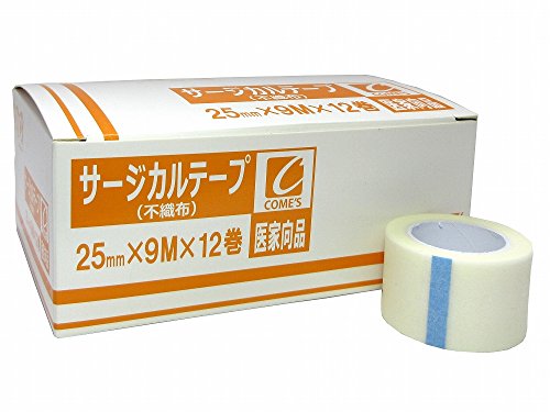 サージカルテープ 不織布 25mm×9m×12巻 1箱(医家向品 医療用) コメス