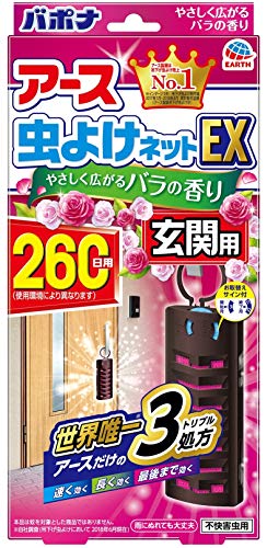アース虫よけネットEX 玄関用 虫除けプレート [260日用 バラの香り] 単品 1 個