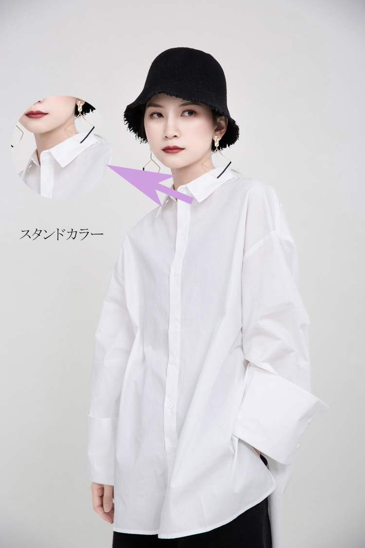 シャツ ワイシャツ レディース ロングシャツ チュニック ロング丈 長袖 デザイン感...