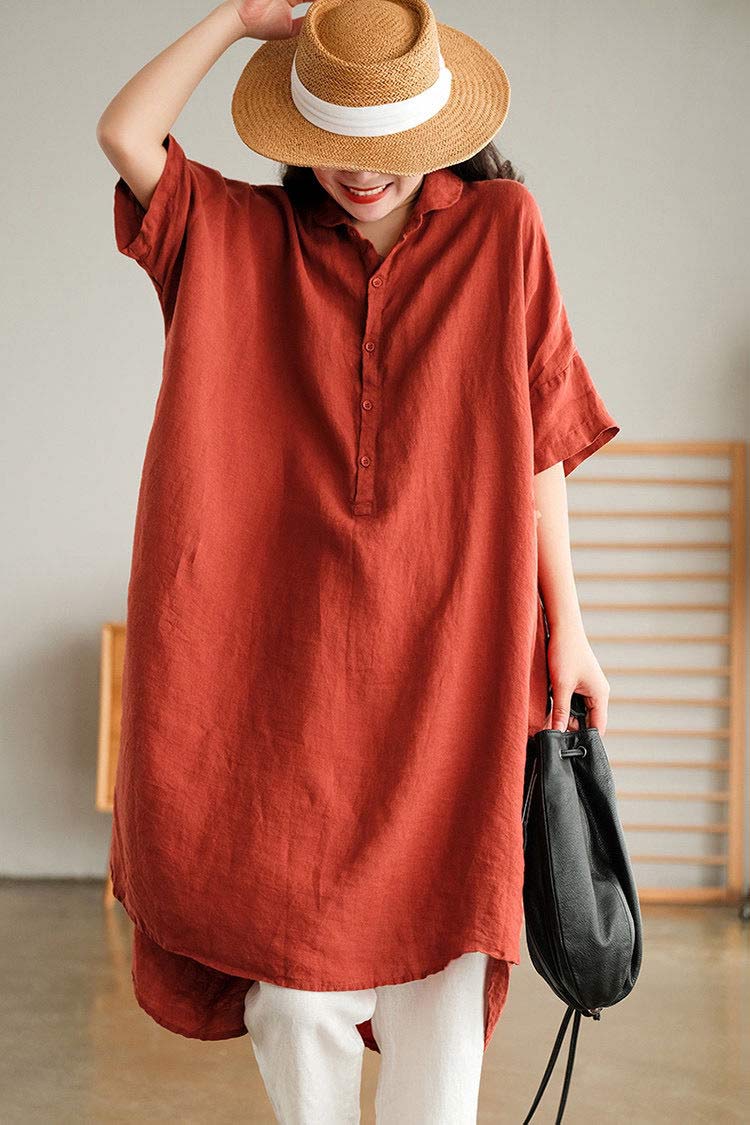 チュニック レディース ロングシャツ シャツワンピース シャツブラウス ロング丈 ...