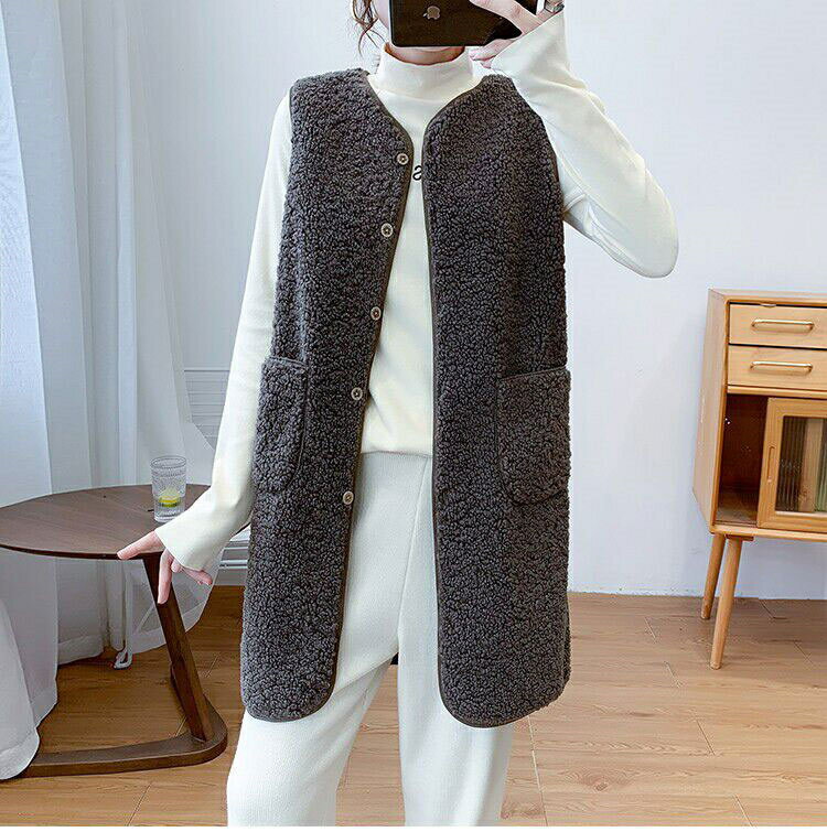 フリースベスト 前開き レディース ベスト 秋冬 アウター ロングベスト ジレ ファ...