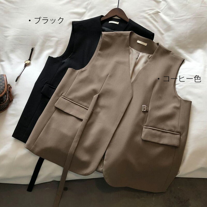 ヒメルストアのジレ フォーマル レディース 春 夏 ロング ノーカラー ベスト ロングベスト スーツベスト ノースリーブ トップス 羽織 羽織り 前開き トレンチベスト ジレンチ ジレベスト ノーカラーベスト スーツベスト 通勤 きれいめ 無地 黒 ブラック｜アングル3