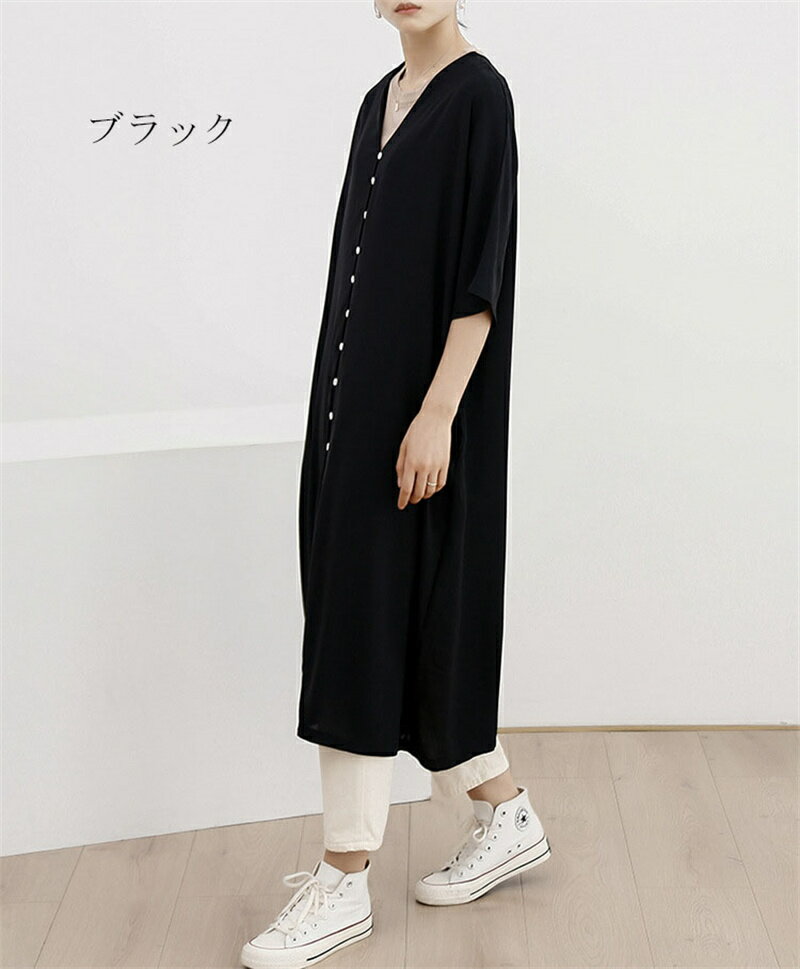 ワンピース ロング丈 半袖 ロングワンピース ...の紹介画像2