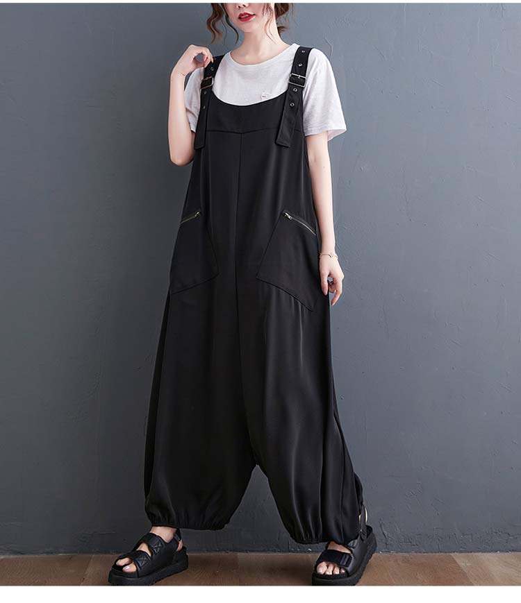 オールーインワン サロペット パンツ 大きいサイズ レディース 夏服 ゆったり ロングパンツ サスペンダー 調整可 バルーンパンツ サルエルパンツ サロペ オーバーオール カジュアル ポケット付き チャック カジュアルパンツ オシャレ 春 夏 秋 ノーストレス リラックス