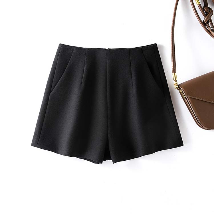 ウール混 ショートパンツ 冬 レディース ワイド パンツ きれいめ ショートワイドパ...