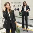 スーツ ビジネススーツ フォーマル レディース パンツスーツ セットアップ 2点セット ジャケット 折襟 ロングパンツ ポケットづき ブラック グレー ボタン飾り 七五三 お宮参り 母親 オフィス 卒園式 入園式 卒業式 上品 おしゃれ 大人気 春 秋 送料無料(4)