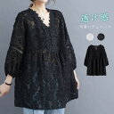 チュニック 大人可愛い 春 夏 チュニック ブラウス 刺繡 森ガール レディース 刺繡 レースtシャツ 七分袖 ブラウス vネック 透け感 カットソー 夏 ナチュラル ふんわり 柔らかい トップス エレガント フェミニン 黒 白 送料無料
