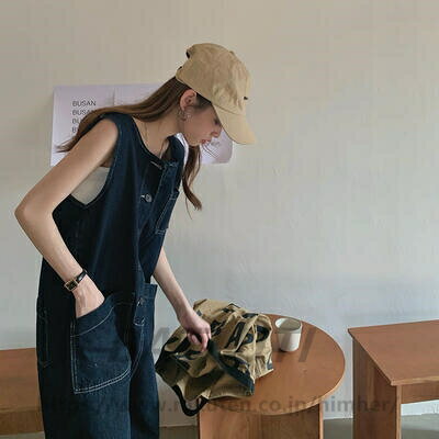 オールインワン サロペット デニム レディース パンツ カジュアル おしゃれ 体型カバー ジャンプスーツ オーバーオール ワイドレッグ ゆったり ルーズ ロング丈 シンプル かっこいい オールシーズン ブルー 春 夏 秋 冬 20代 30代 40代 50代