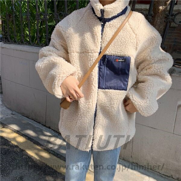 乐天商城 - ボアブルゾン ボアジャケット ボアコート レディース ジャケット アウター ボア ブルゾン もこもこ ふわふわ おしゃれ ホワイト 白 ジャケット 防寒コート 冬 フリース 胸ポケット あったか ショート丈