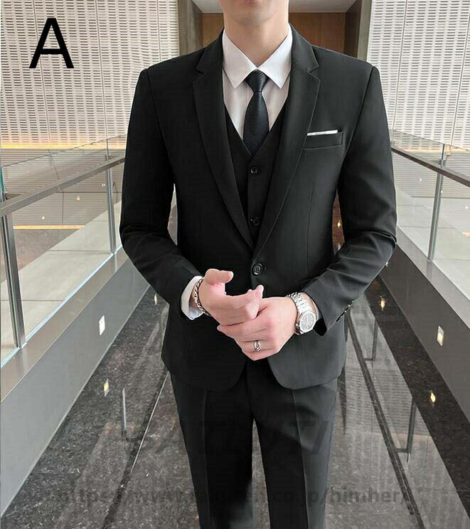 【送料無料】スーツ フォーマルスーツ 上下セット スリーピース メンズ シングルスーツ セットアップ ストライプ 紳士服 披露宴 結婚式 パーティー 忘年会 ビジネススーツ 通勤 3点セット ジャケット+パンツ+ベスト カジュアルスーツ スリムスーツ