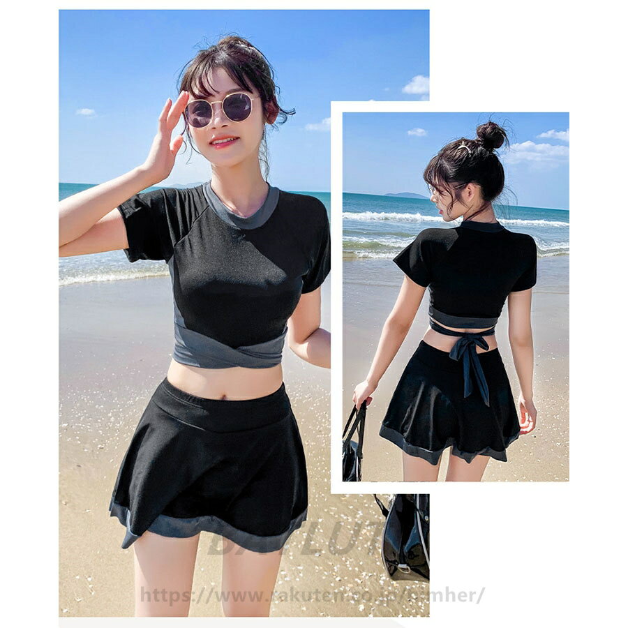 水着 レディース 体型カバー ワンピース水着 中学生 高校生 10代 可愛い 水着ワンピース ビーチウェア 送料無料