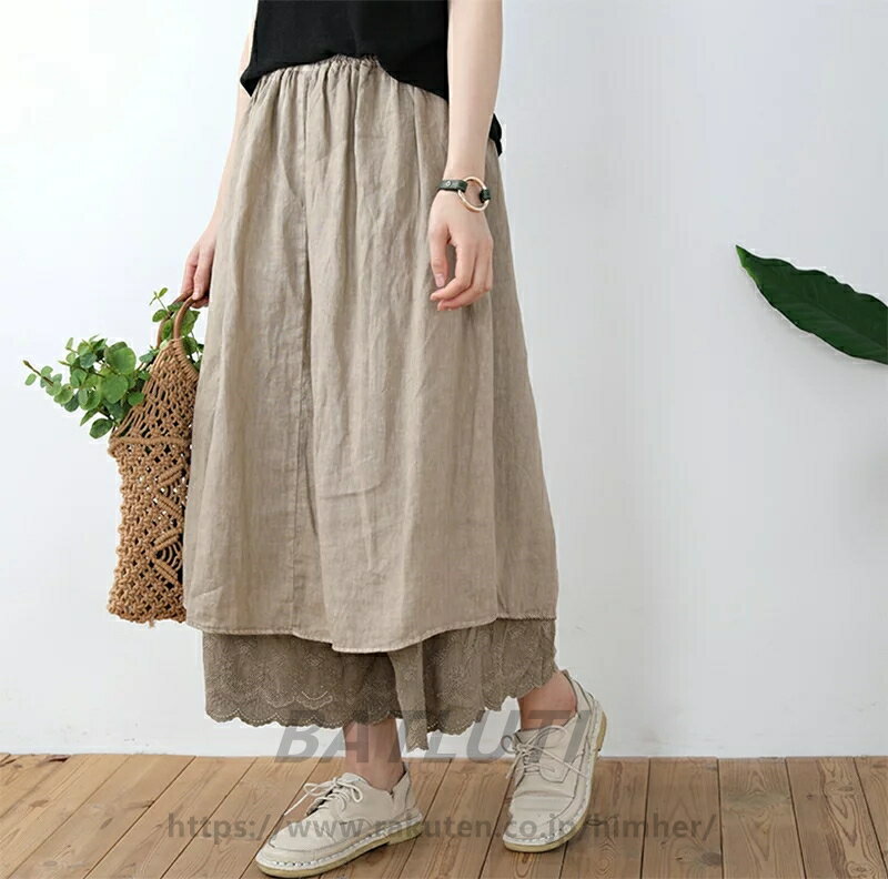 送料無料 5色 ペチコート レース ペチパンツ 春夏秋 九分丈 ロング丈 ボトムス 下着 レディース かわいい ナチュラル シンプル 綿 コットン 重ね着 カジ...