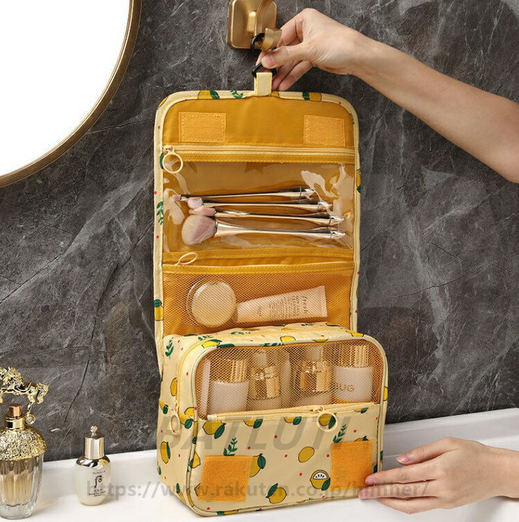 トラベルポーチ おしゃれ 旅行 ポーチ トラベル 洗面用具 便利 グッズ 取り外し 旅行グッズ トラベルグッズ レディース お風呂 かわいい メッシュ 2way 吊り下げ 女性 化粧品入れ 洗面 メイク コスメ ポーチ 仕切り [2]