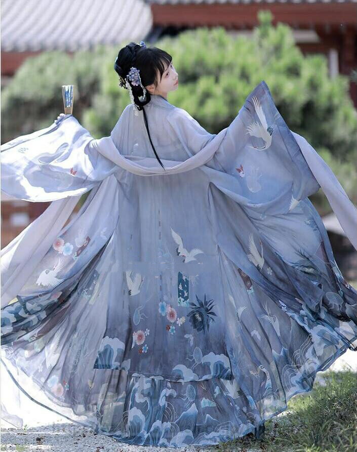 Rakuten - 中華風チャイナドレス　 レディース唐装漢服鶴プリント華流ステージコスプレ衣装 中国風コスチューム2点セット羽織あり3点セット イベント 学園祭パーティーダンス衣装 チャイナドレス 写真撮影ドレス ステージ衣裳 COSPLAY 演出服 ハロウィン衣装