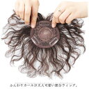 送料無料 白髪隠し 部分ウィッグ ヘアピース 人毛100% トップカバー つむじ付き 薄毛 抜け毛 ウェーブ カール ミセス 母の日 黒髪 ダークブラウン 増毛...