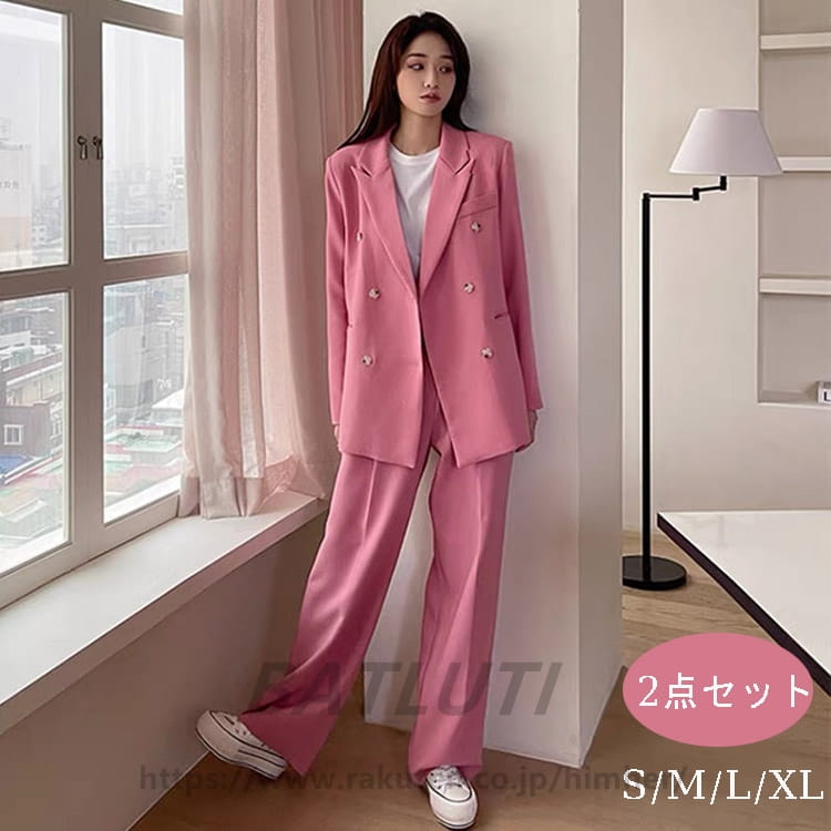 Rakuten - 韓国 ダンス衣装 セットアップ 大人 レディース ダンススーツ k-pop衣装 ジャズダンス 衣装 フォーマル パンツスーツ 2点セット 結婚式 二次会 上品 上質 韓国 秋 ブレザー ワイドパンツ 長袖 長ズボン 上下セット ピンク ゆったり 送料無料