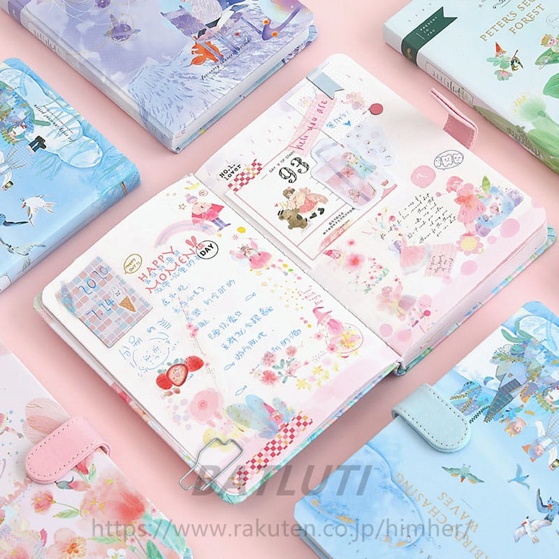日記帳 DIY手帳 システム手帳セットノートセットメモ帳 付箋本 和紙テープ ステッカー付 かわいい 文房具セット かわいいド シール帳 147点セット卒業記念品 女の子 小学生 子供 文房具 進学 新学期 プレゼント himher-10006020 BATLUTI サンプル画像2