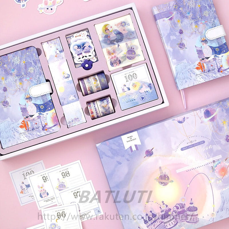 日記帳 DIY手帳 システム手帳セットノートセットメモ帳 付箋本 和紙テープ ステッカー付 かわいい 文房具セット かわいいド シール帳 147点セット卒業記念品 女の子 小学生 子供 文房具 進学 新学期 プレゼント himher-10006020 BATLUTI サンプル画像3