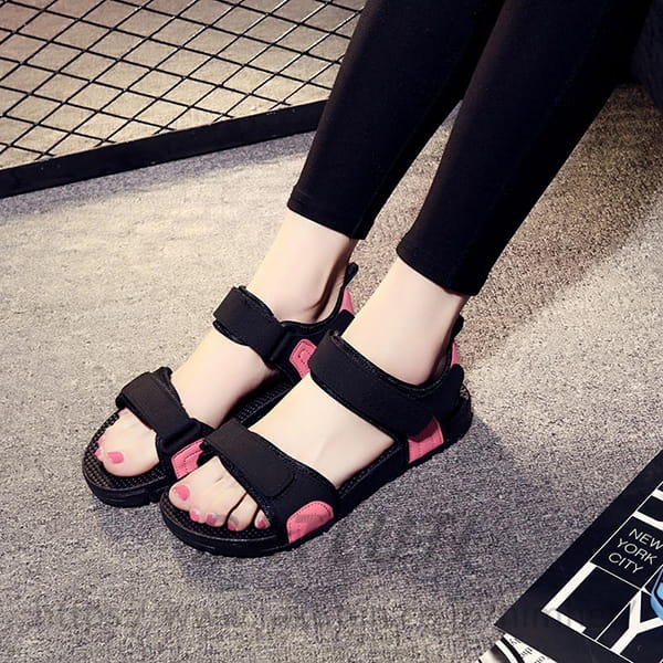 Sports Sandal - スポーツサンダル レディース サンダル コンフォートサンダル ビーチサンダル ペタンコサンダル 厚底靴 面ファスナー ストラップサンダル スポサン フラットサンダル 滑り止め 歩きやすい 靴 アウトドア 痛くない カジュアル シューズ ぺたんこ