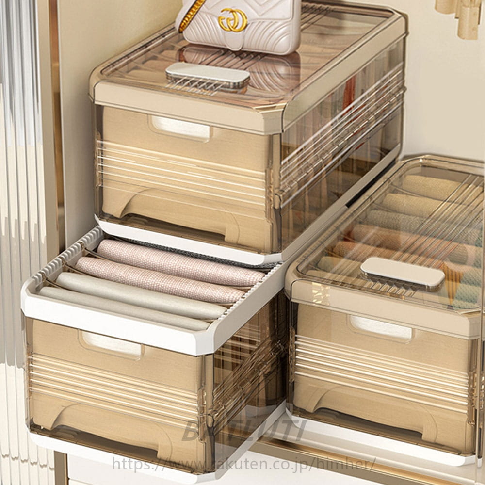 折りたたみ収納ボックス 押し入れ収納 衣装ケース プラスチック クローゼット収納 半透明収納箱 スライ..