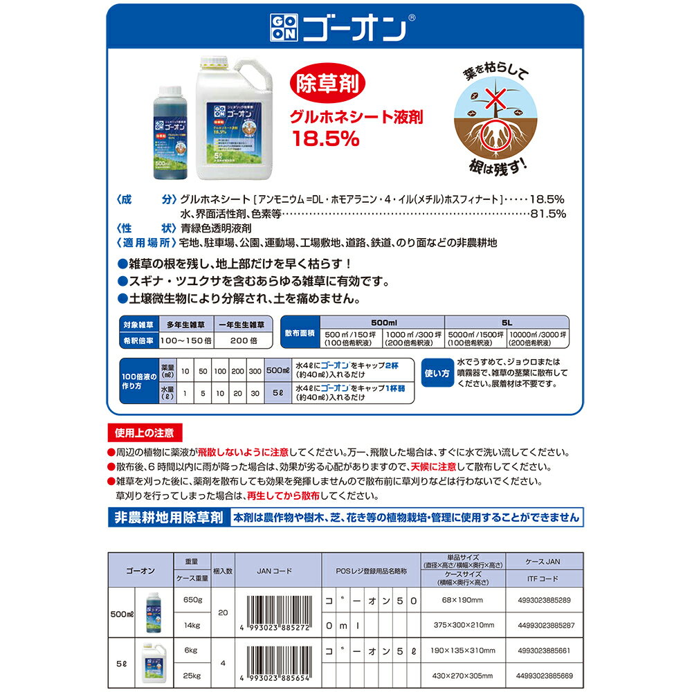 ゴーオン 5L | 除草剤 非農耕地 雑草 枯れる 葉 環境 3